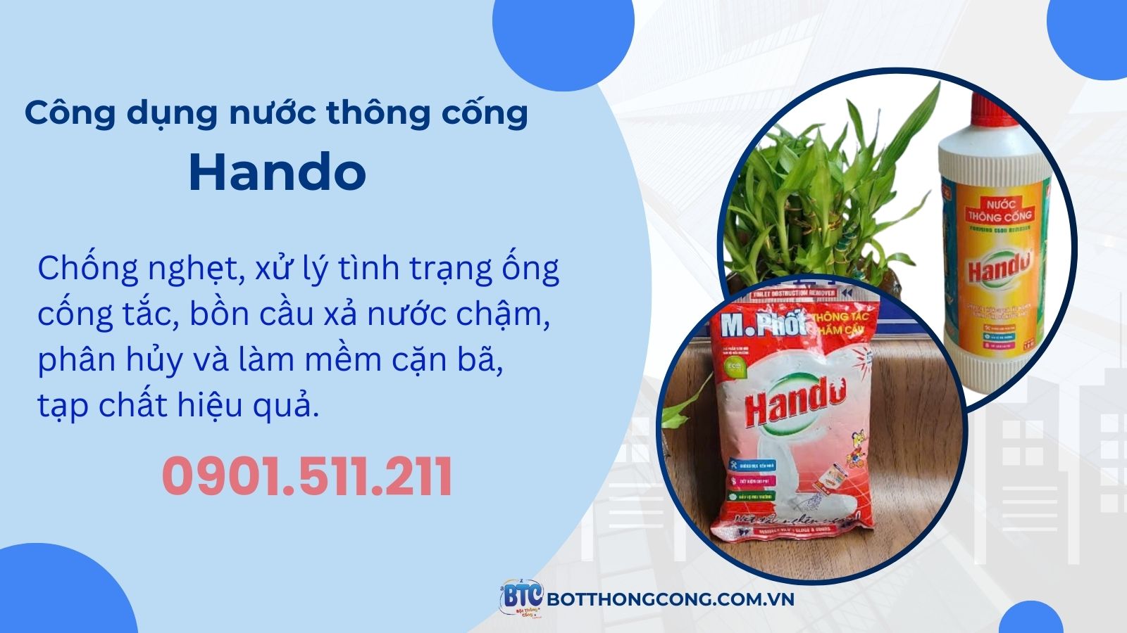 Công dụng nước thông cống Hando